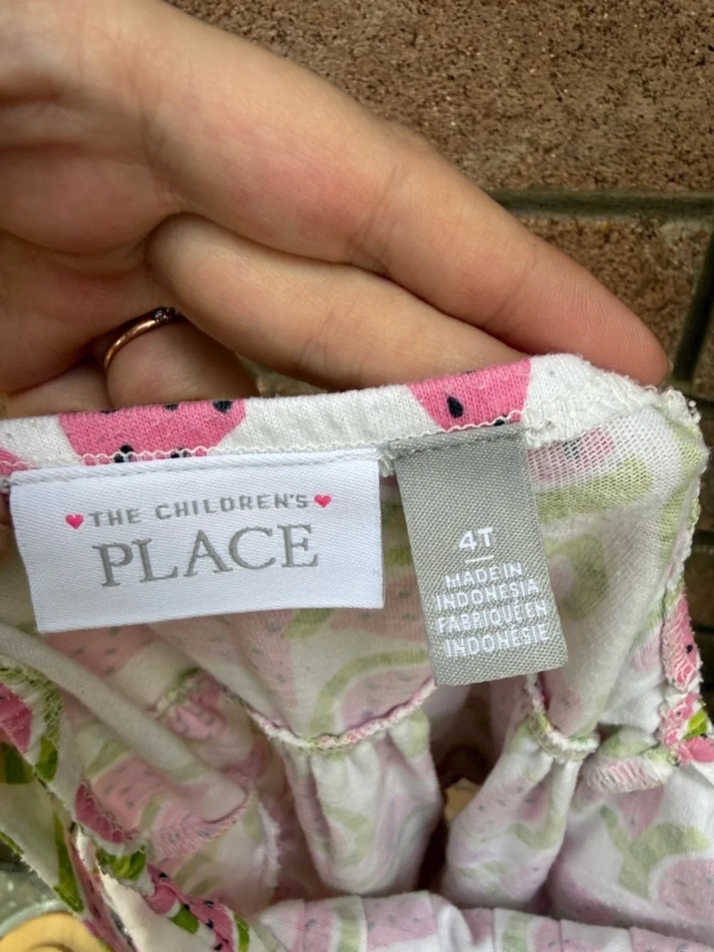 The Children's Place Pink and Green Watermelon Sundress Size 4T - Picture 2 of 4